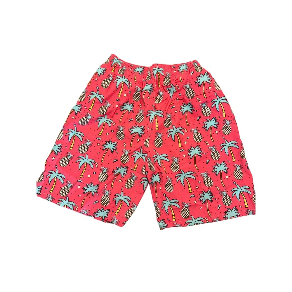 FT Fenteng Mens 2XL Pink Pineapple Palm Tree Tropical Swim Trunks Beach Shorts